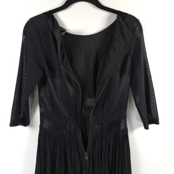 NWT ALL SAINTS ARMOURE Mini DRESS Black Semi Sheer,  Pleated Skirt WD079B Size 4 - Picture 5 of 13